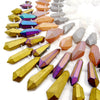 Titanium Crystal Quartz Point Beads | Matte Double Point Crystal Bead - Gold Silver White Champagne Rainbow Available