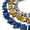 Titanium Crystal Quartz Point Beads | Smooth Stick Crystal Bead - Gold Silver Blue Available