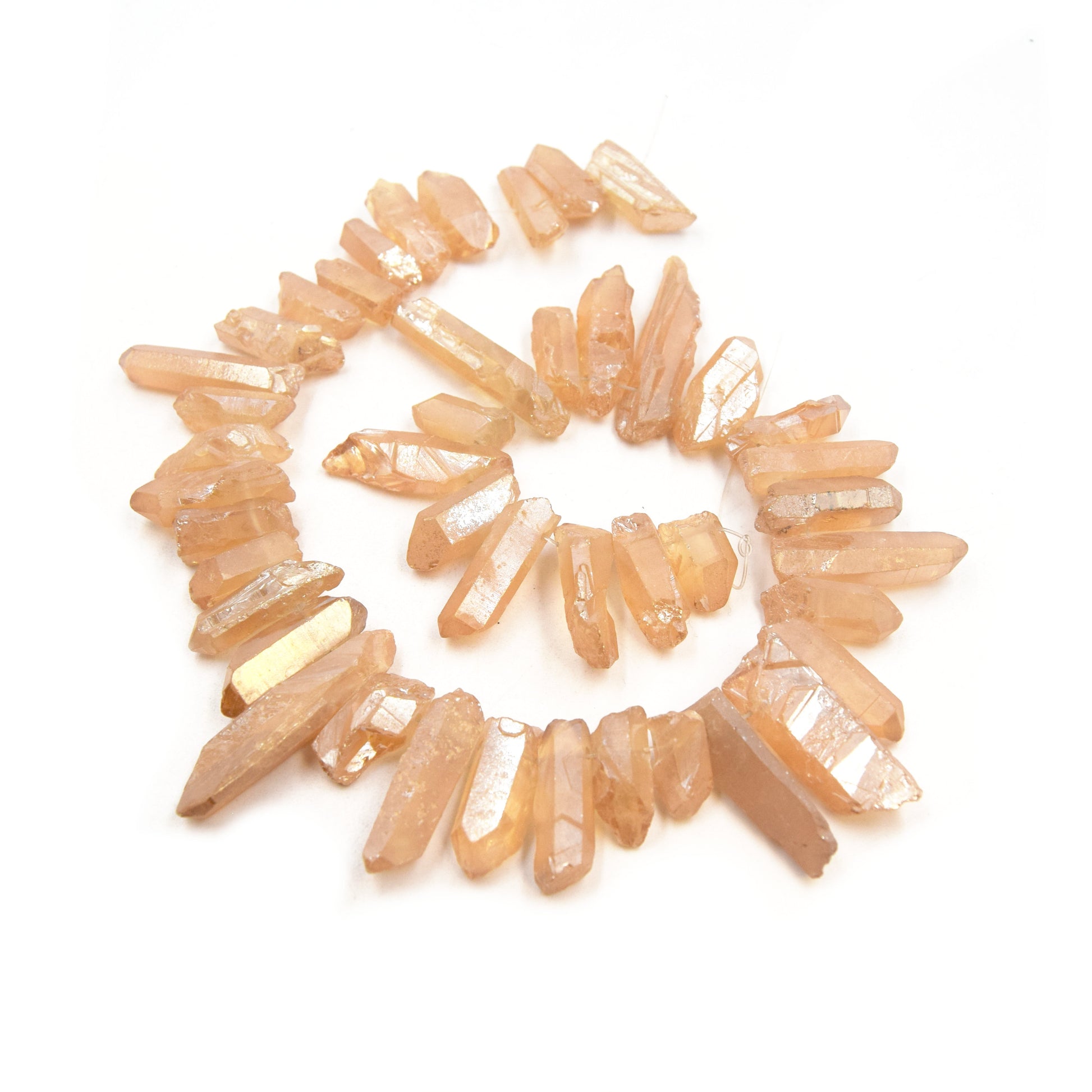 Champagne Crystal Quartz Point Beads | Champagne Stick Crystal Bead - Smooth and Matte Finish Available