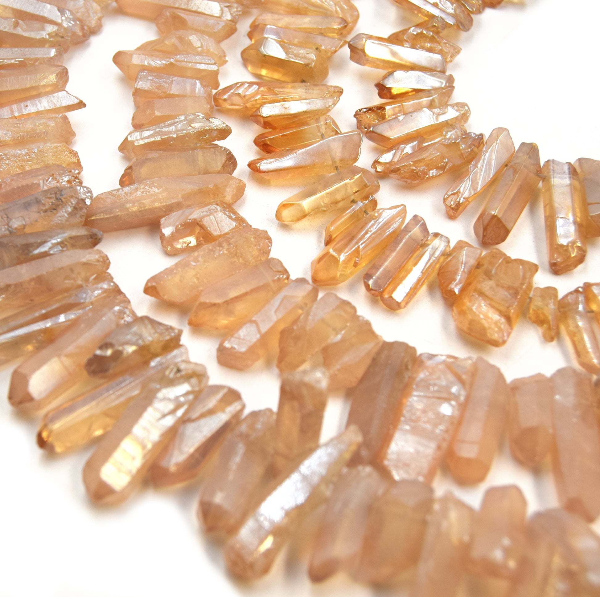 Champagne Crystal Quartz Point Beads | Champagne Stick Crystal Bead - Smooth and Matte Finish Available