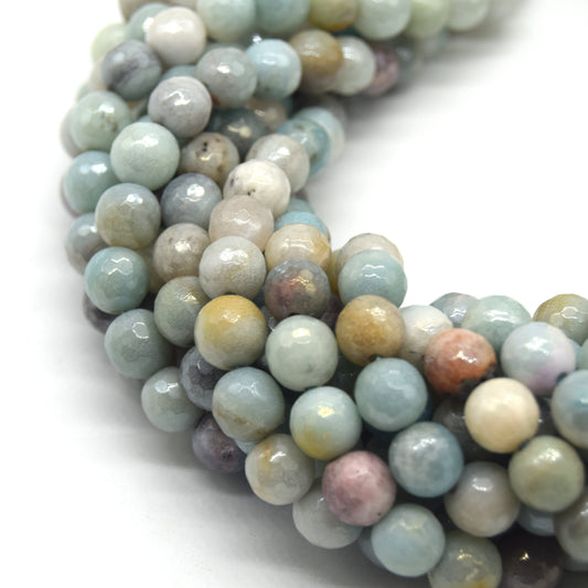 Mystic Coated Amazonite Beads - Faceted Round AB Coated Gemstone Beads - 8mm & 10mm Available