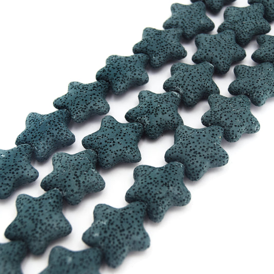 Star Lava Beads | Natural Dark Teal Lava Rock Beads - 22mm 27mm 42mm Available