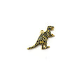 CZ Pendant | 18mm x 25mm Dinosaur Shaped Cubic Zirconia Pendant Charm - Gold and Gunmetal