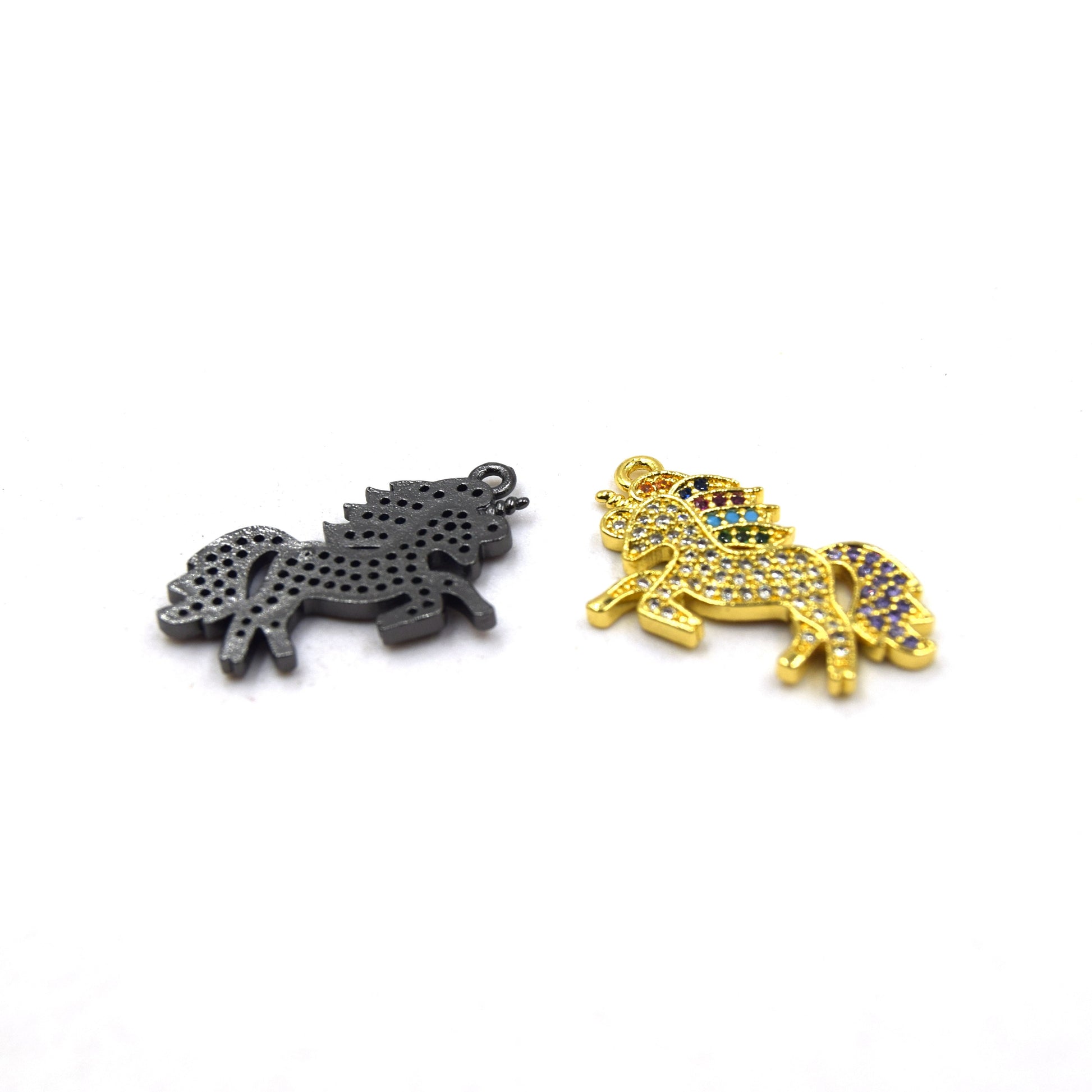 CZ Pendant | 15mm x 25mm Unicorn Shaped Cubic Zirconia Pendant/Charm - Gold and Gunmetal available