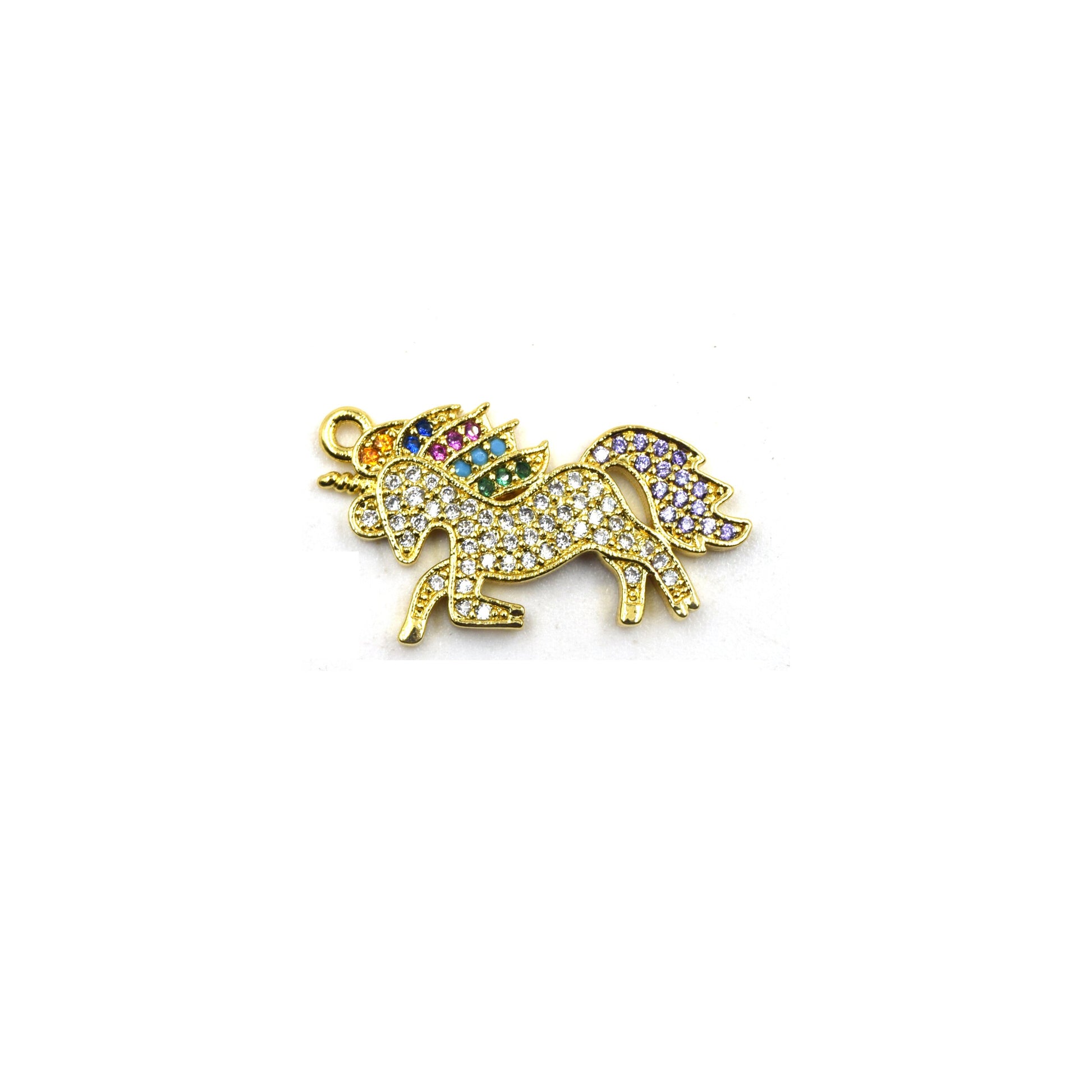 CZ Pendant | 15mm x 25mm Unicorn Shaped Cubic Zirconia Pendant/Charm - Gold and Gunmetal available