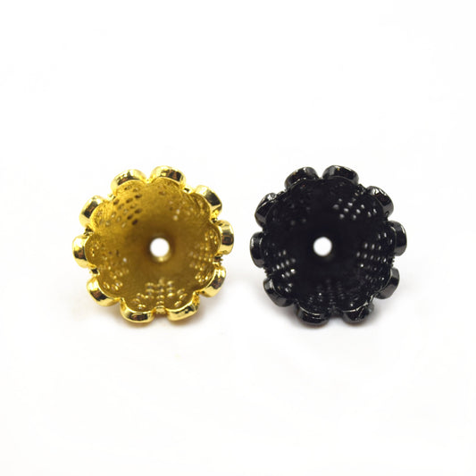 CZ TASSEL CAP | 15mm x 18mm Heart Embellished Cubic Zirconia Pendant Tassel Cap - Gold and Gunmetal available
