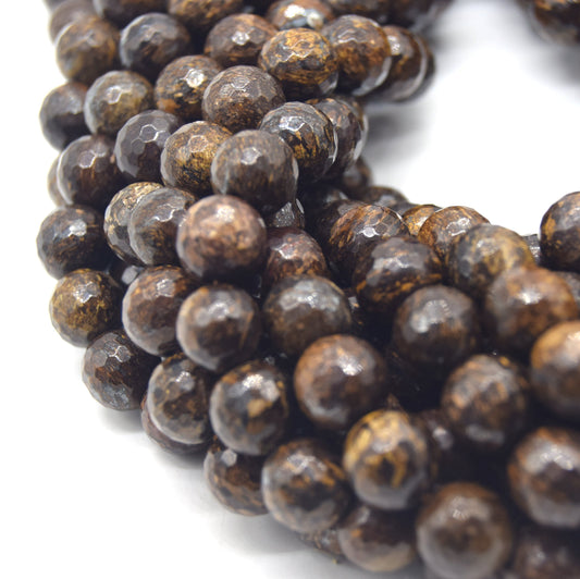 Bronzite Beads - Faceted Round Natural Gemstone Beads - 10mm 12mm Available