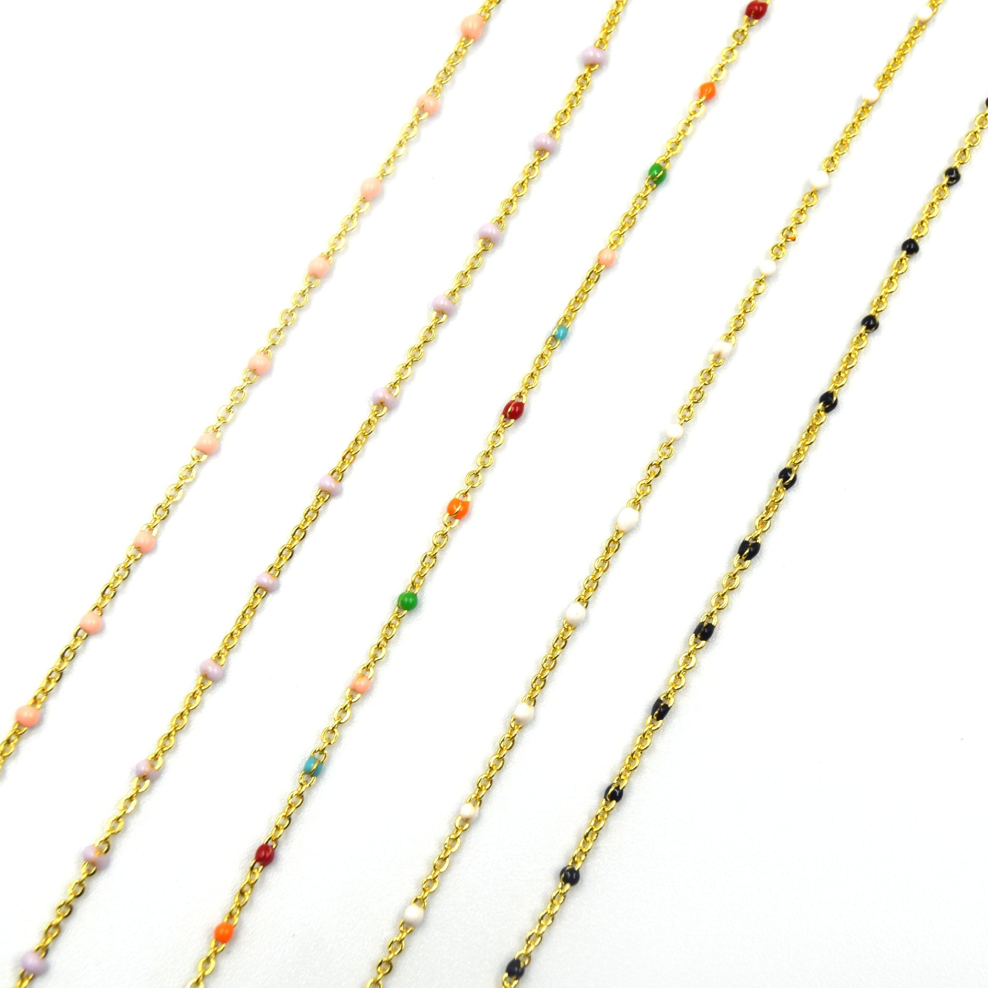 Dainty Chain for Choker Necklace | Enamel Dot Chain | Gold Plated Chain