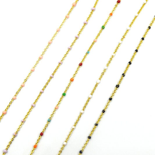 Dainty Chain for Choker Necklace | Enamel Dot Chain | Gold Plated Chain