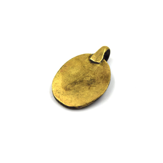 1" Oxidized Gold Plated Rustic Naag Cobra Copper Oval God/Deity Pendant with Attached Ring - 19mm x 25mm, Approximately