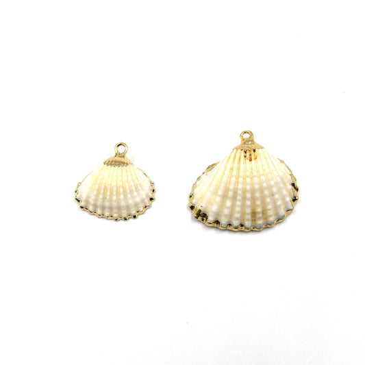 Gold Electroplated Cookie/Half Shell Pendant W/ Loop & Ring - Two Sizes Available, Chosen at Random!