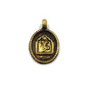 1" Oxidized Gold Plated Rustic Naag Cobra Copper Oval God/Deity Pendant with Attached Ring - 19mm x 25mm, Approximately