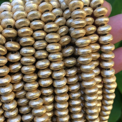 Brass Beads - Gold Brushed Rondelle Metal Beads - 8mm 10mm Available