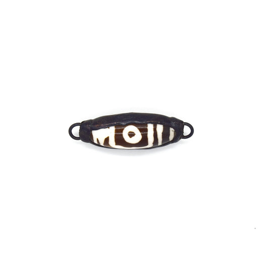 Soldered Tibetan Agate Connector | Eye Spot Tibetan Agate - Soldered Gunmetal Bezel Connector Setting | Sold Individually