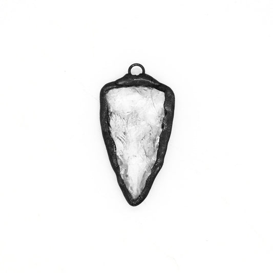 Soldered Clear Quartz Pendants | Gemstone Pendants with Soldered Gunmetal Edging | Triangle Cross Shapes Available