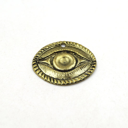 Brass Pendant | Gold Plated Brass Evil Eye Shaped Pendant | Evil Eye Pendant | Large Brass Pendant | Gold Evil Eye Pendant | 30mm x 35mm