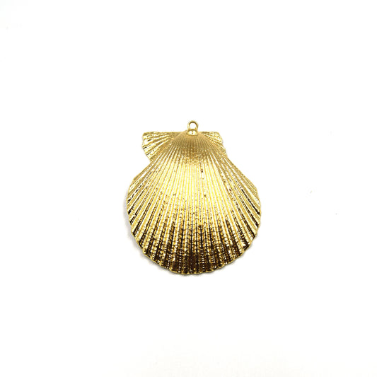 Gold Electroplated Natural Cookie/Half Shell Pendant W/ Loop & Ring 35-45mm x 40-50mm - Chosen at Random!