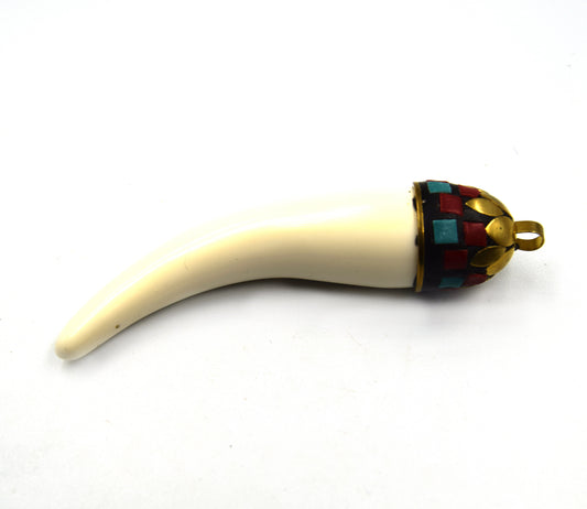 3.5" Tusk/Horn Shaped Acryllic Pendant - Measuring 20mm x 90mm with Attached Bail - Available in 4 Styles/Colors -  Sold Individually