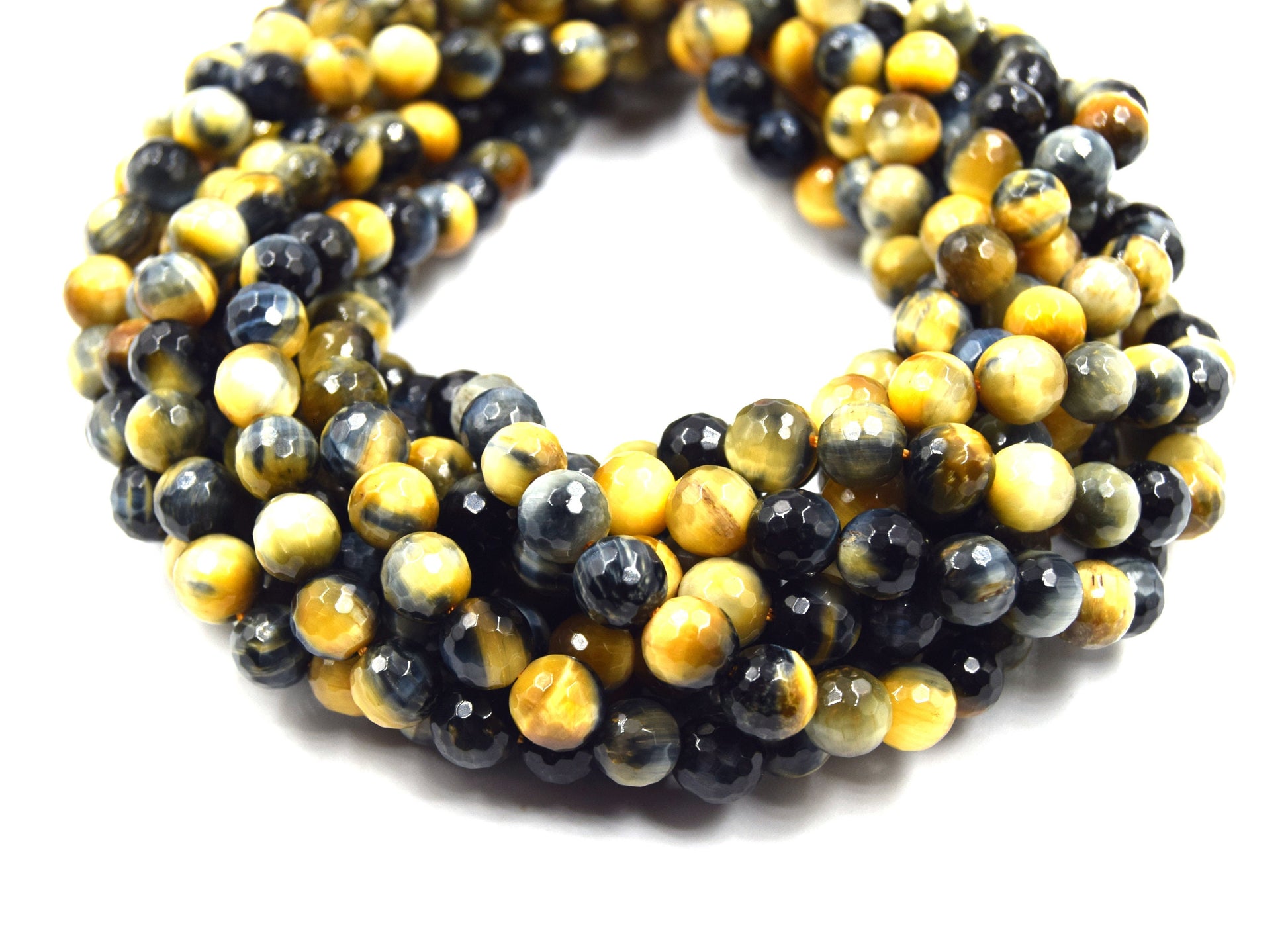 Faceted Tiger Eye Beads | Blue Red Brown Golden Multi Tiger Eye Beads- 15" Strands - Natural Gemstone Beads - (6mm 8mm 10mm 12mm 14mm)