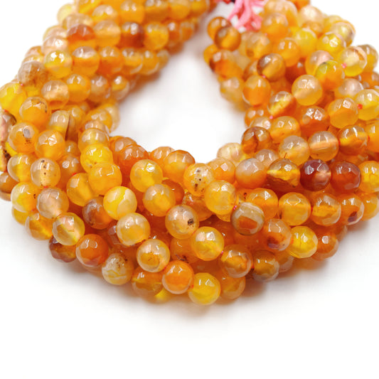 Natural Carnelian Beads - Faceted Round Gemstone Beads - 4mm, 6mm, 8mm, 10mm, 12mm Available