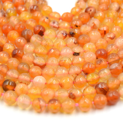 Carnelian Beads | Faceted Round Gemstone Beads - 4mm 6mm 8mm 10mm 12mm Available