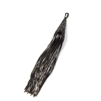 5" Pave Rhinestone Capped Gunmetal Chain Tassel - Sold Indvidually