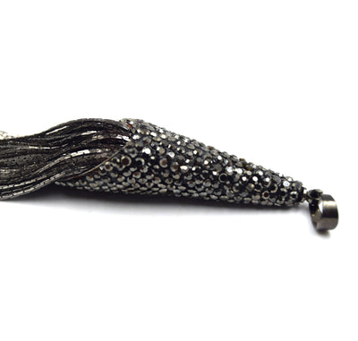 5" Pave Rhinestone Capped Gunmetal Chain Tassel - Sold Indvidually