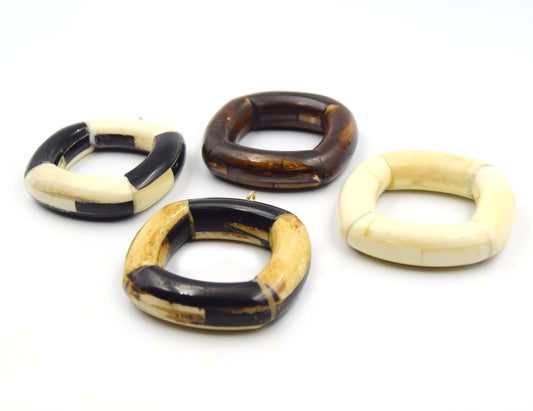 Ox Bone Focal Pendant | 2"  Natural Ox Bone Square Shaped Focal Pendant with Gold Bail | White, Brown, Light Brown Multiple Colors available