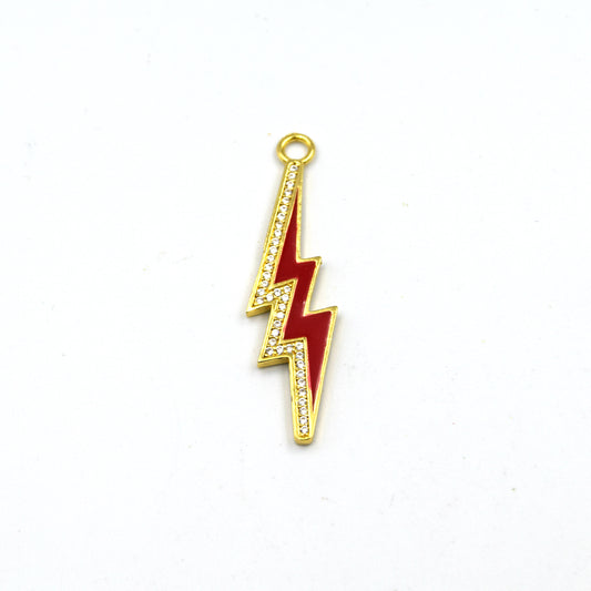 CZ Pendant | 11mm x 36mm Lightning Bolt Shaped Cubic Zirconia Pendant/Charm - Multiple Colors Available