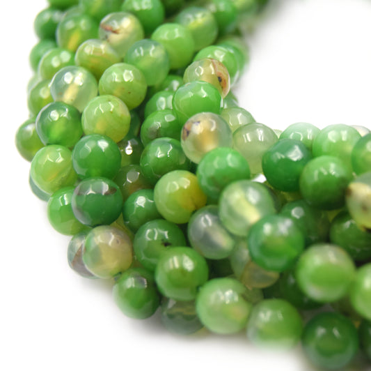 Dyed Agate Beads | Dyed Mixed Green Faceted Round Gemstone Beads | 6mm 8mm 10mm Available