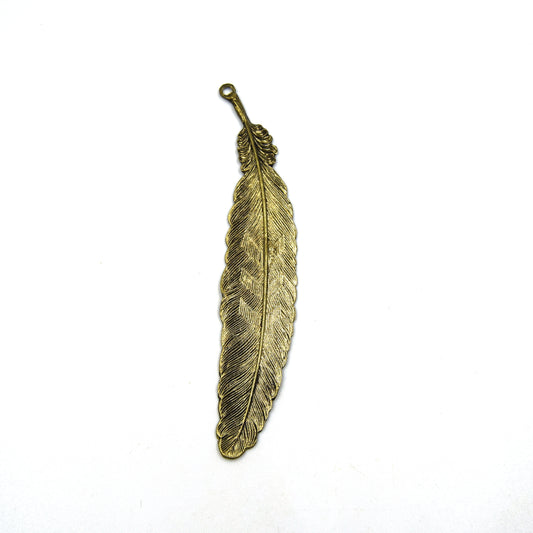 Feather Pendant | Feather Shaped Brass Pendant | Gold Gunmetal Silver