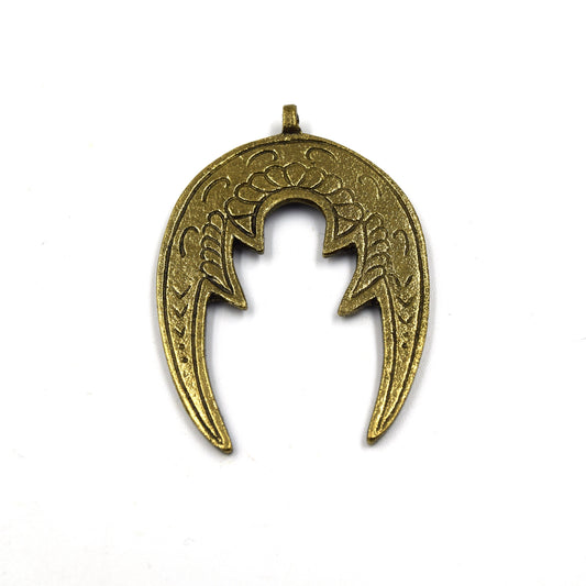 Wing Pendant | Gold Double Sided Pendant | Dragon Wing Double Sided Brass Pendant | 2.75 inches