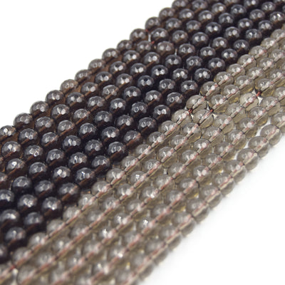 Smoky Quartz Beads | Faceted Natural Smoky Quartz Gemstone Beads | 4mm 6mm 8mm 10mm