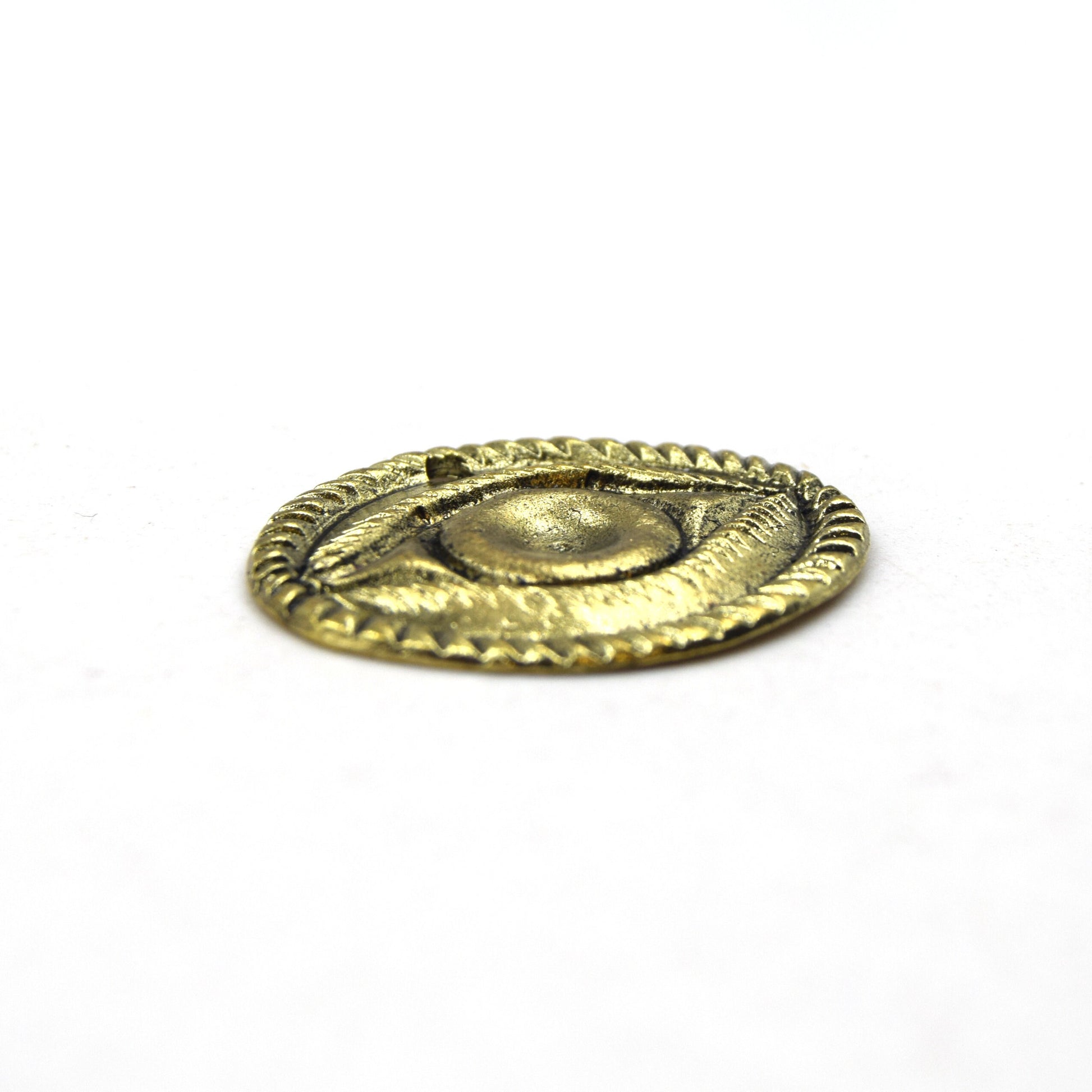 Brass Pendant | Gold Plated Brass Evil Eye Shaped Pendant | Evil Eye Pendant | Large Brass Pendant | Gold Evil Eye Pendant | 30mm x 35mm
