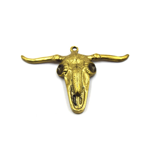 Brass Pendant | Gold Plated Brass Steer Head Shaped Pendant | Bull Pendant | Large Brass Pendant | Gold Steerhead Pendant | 60mm x 90mm