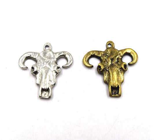 Brass Steerhead Bull Pendant | Rustic Brass Bull Head Pendant | Western Style Steerhead Jewelry