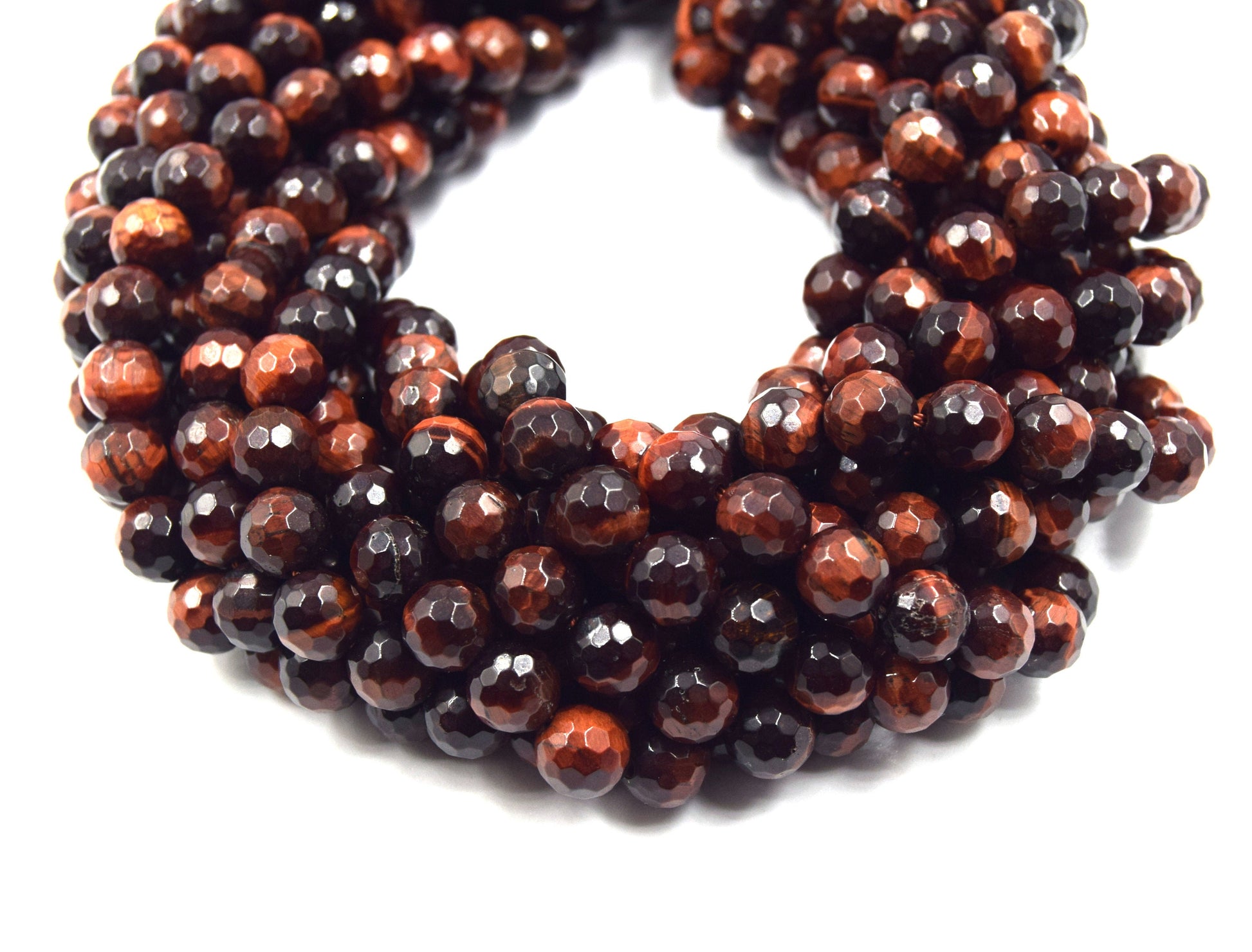 Faceted Tiger Eye Beads | Blue Red Brown Golden Multi Tiger Eye Beads- 15" Strands - Natural Gemstone Beads - (6mm 8mm 10mm 12mm 14mm)