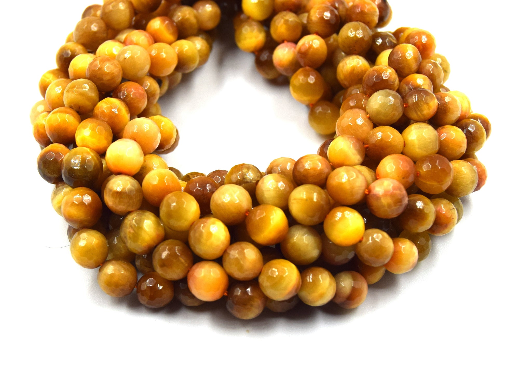 Faceted Tiger Eye Beads | Blue Red Brown Golden Multi Tiger Eye Beads- 15" Strands - Natural Gemstone Beads - (6mm 8mm 10mm 12mm 14mm)