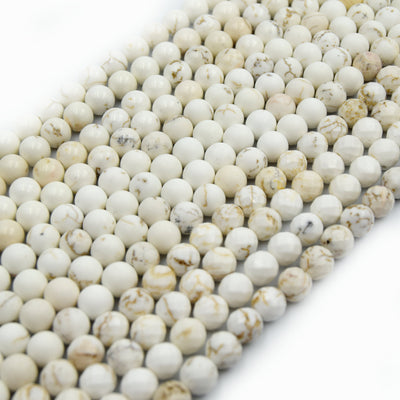 White Buffalo Turquoise Beads | Natural Gemstone Beads | Smooth Matte Faceted