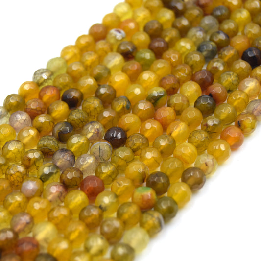 Dyed Agate Beads | 6MM Dyed Mixed Yellow Olive Brown Faceted Round Gemstone Beads