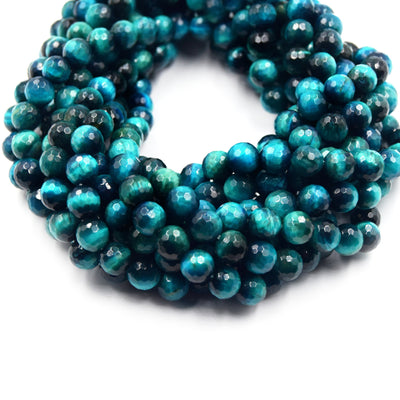 Faceted Tiger Eye Beads | Blue Red Brown Golden Multi Tiger Eye Beads- 15" Strands - Natural Gemstone Beads - (6mm 8mm 10mm 12mm 14mm)