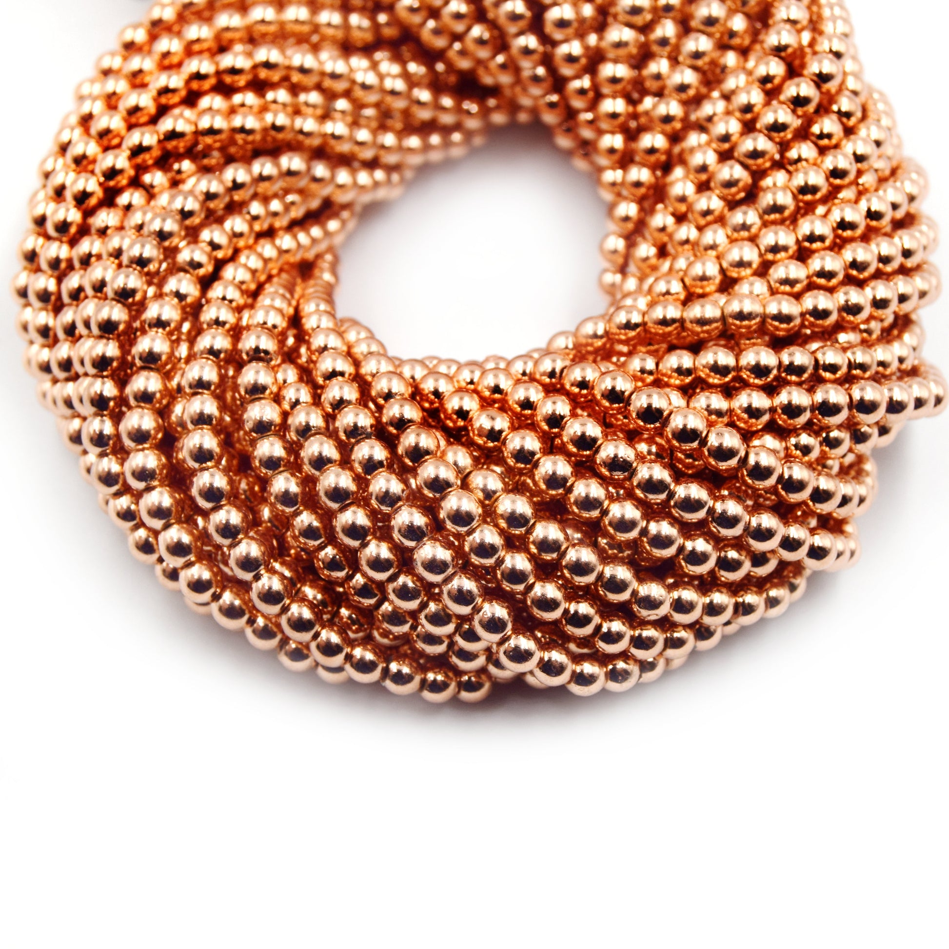Hematite Beads | Rose Gold Round Natural Gemstone Beads - 4mm 6mm 8mm 10mm available