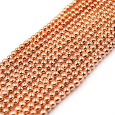 Hematite Beads | Rose Gold Round Natural Gemstone Beads - 4mm 6mm 8mm 10mm available