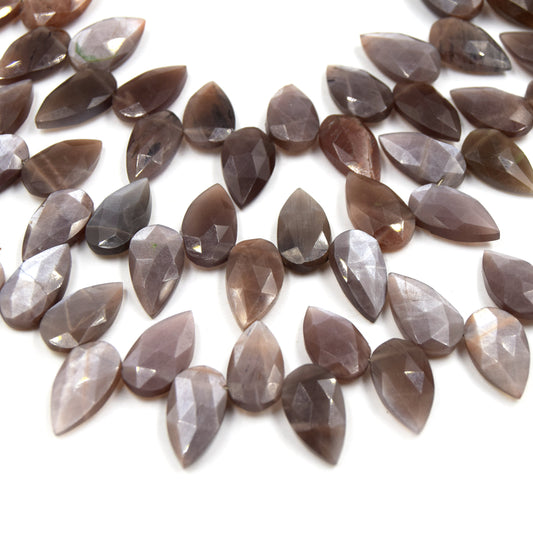 Chocolate Moonstone Beads | 10mm x 18mm Bottom Drilled Teardrop Hand Cut Semi Precious Indian Gemstone | Sold by the strand or pairs