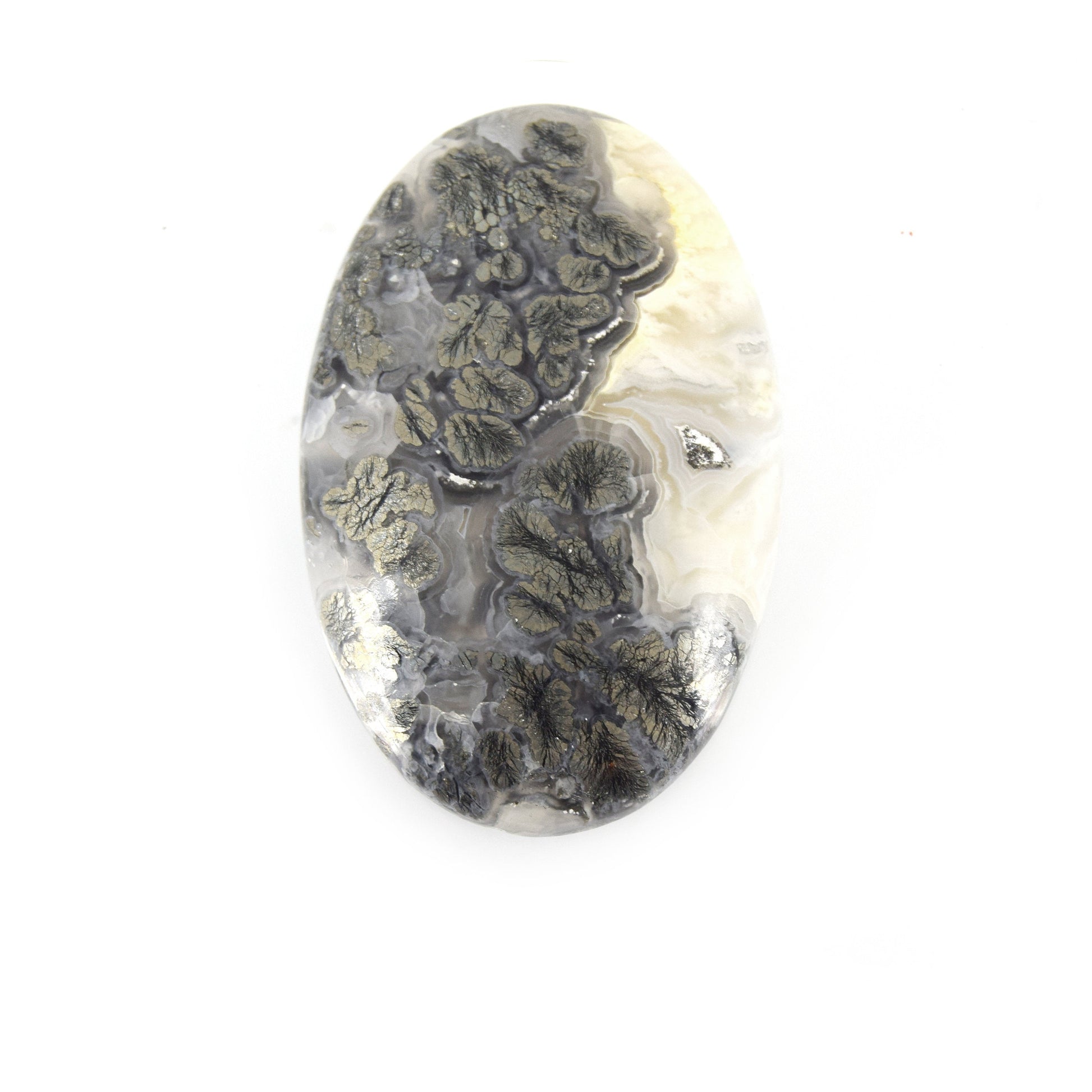 Marcasite Cabochon | Oval Flat Back Cabochon | 32mm x 50mm - 6mm Dome Height | OOAK Natural Gemstone Cabochon
