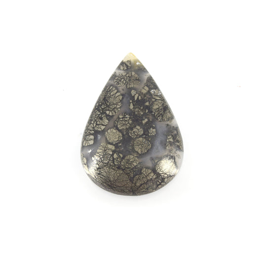 Marcasite Cabochon | Teardrop Flat Back Cabochon | 29mm x 42mm - 6mm Dome Height | OOAK Natural Gemstone Cabochon