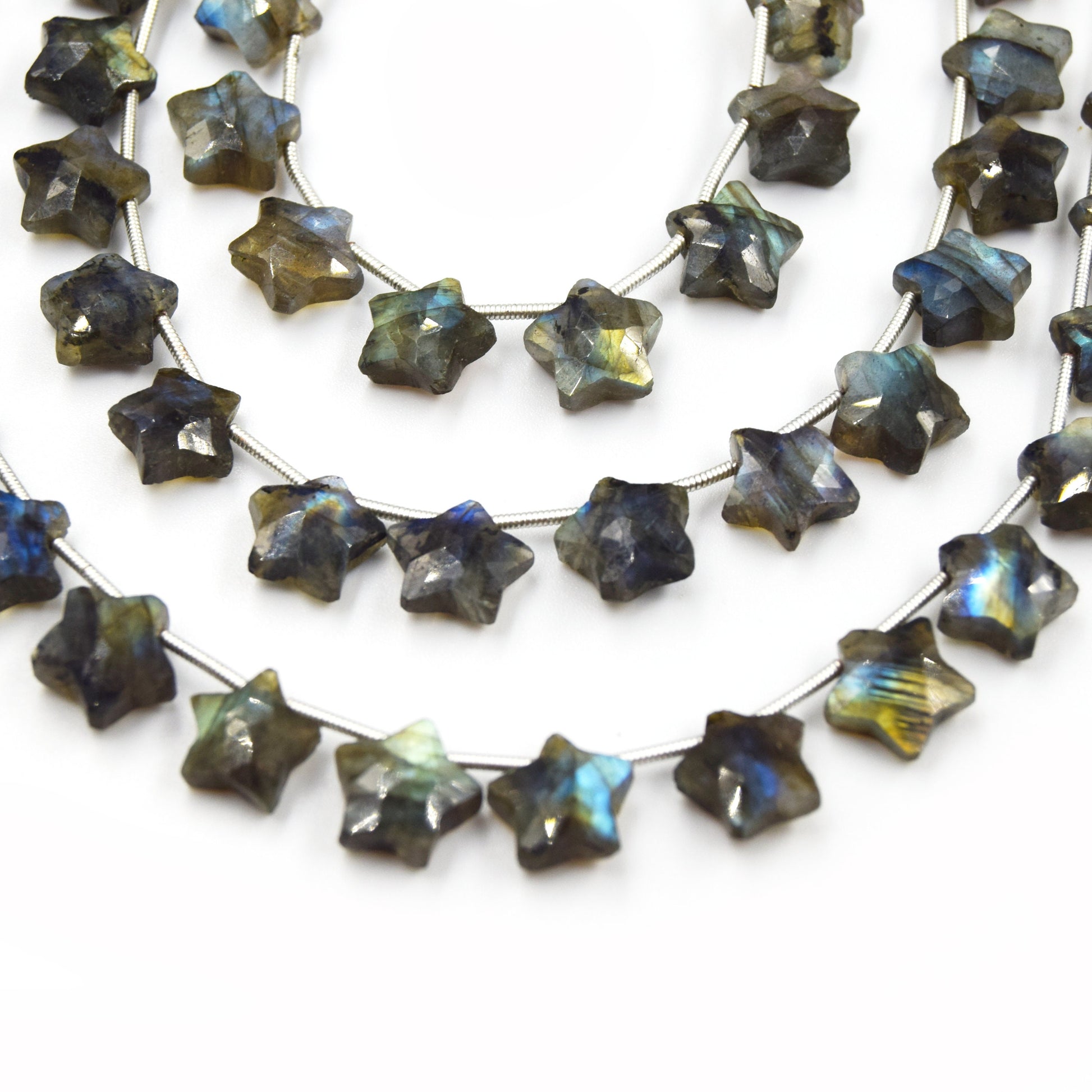 Labradorite Beads | Hand Cut Indian Gemstone | 12mm Star Shaped Beads 