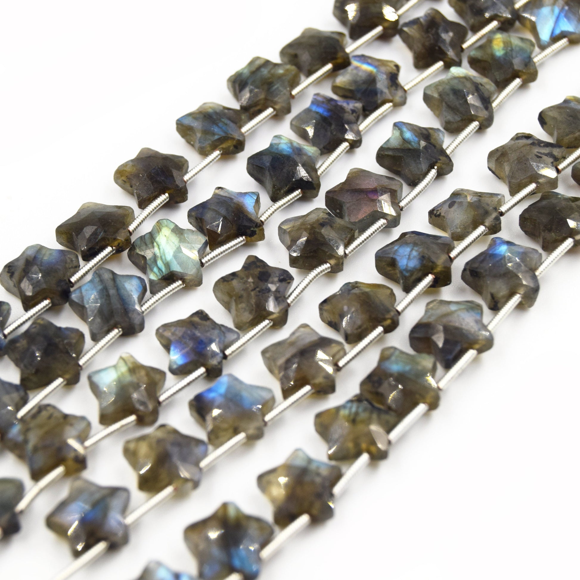 Labradorite Beads | Hand Cut Indian Gemstone | 12mm Star Shaped Beads 