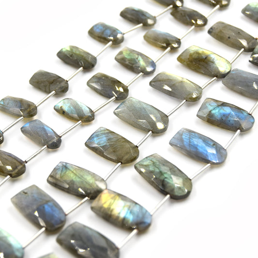 Labradorite Beads | Hand Cut Indian Gemstone | Upside Down U Shaped Beads