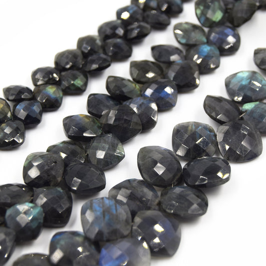 Labradorite Beads | Hand Cut Indian Gemstone | 10mm, 12mm, 15mm Cushion Cut Diamond Shaped Beads